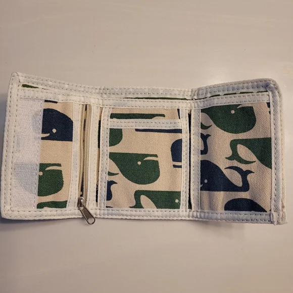 BUNGALOW 360 "Whales" Natural Canvas & Eco Friendly Ink Wallet Unisex - Picture 2 of 9